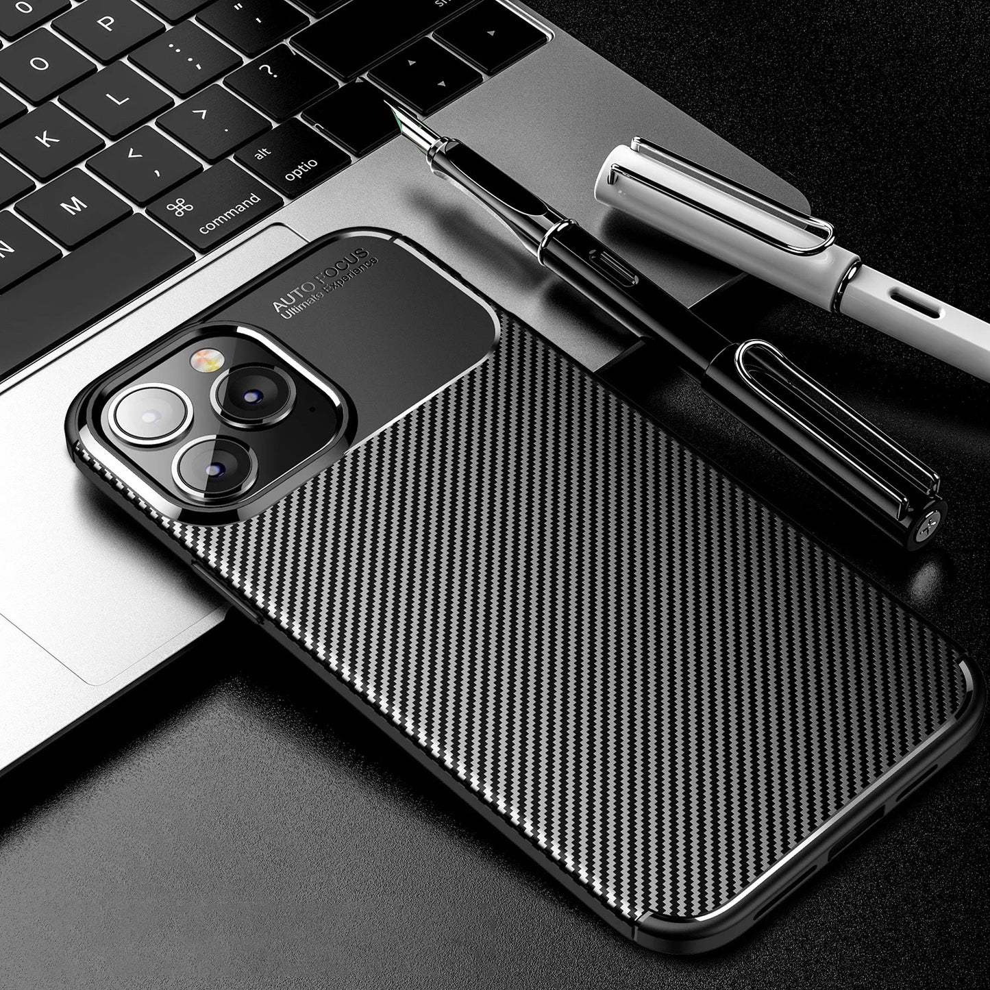 Carbon Fiber Patten Case For Apple iPhone 11 12 13 14 15 Pro Max 14 Plus Shockproof Soft TPU Case