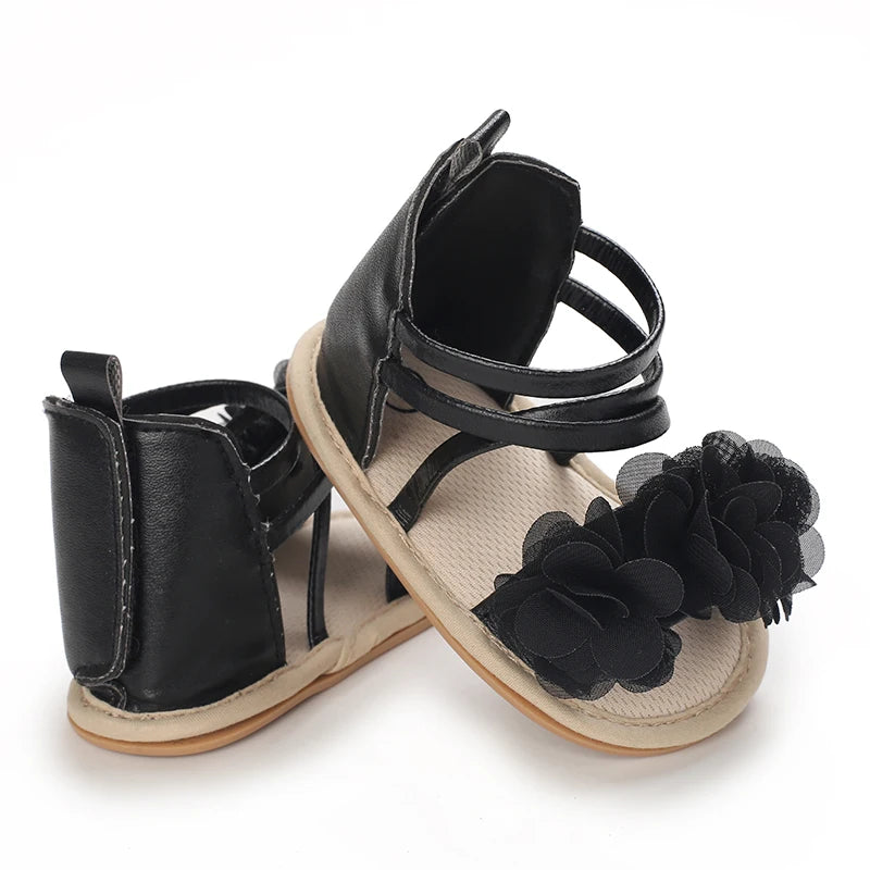 Girls' Sandals 2025 Summer New Children's Flower Princess Shoes Medium Large Children's Soft Bottom High Butt Roman Shoes