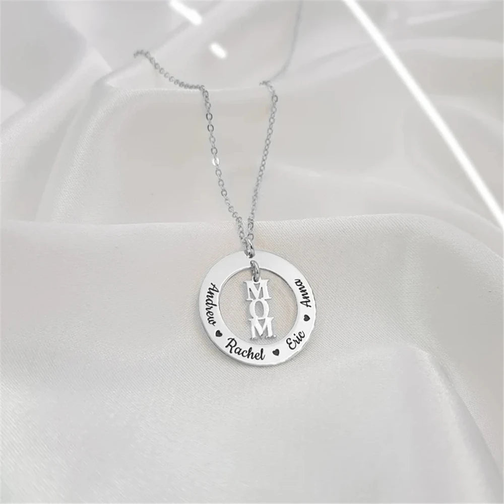 Custom Family Names Necklace Stainless Steel Personalized Name Pendant Tree Of Life 1-5 Names Birthstone For Women Birthday Gift