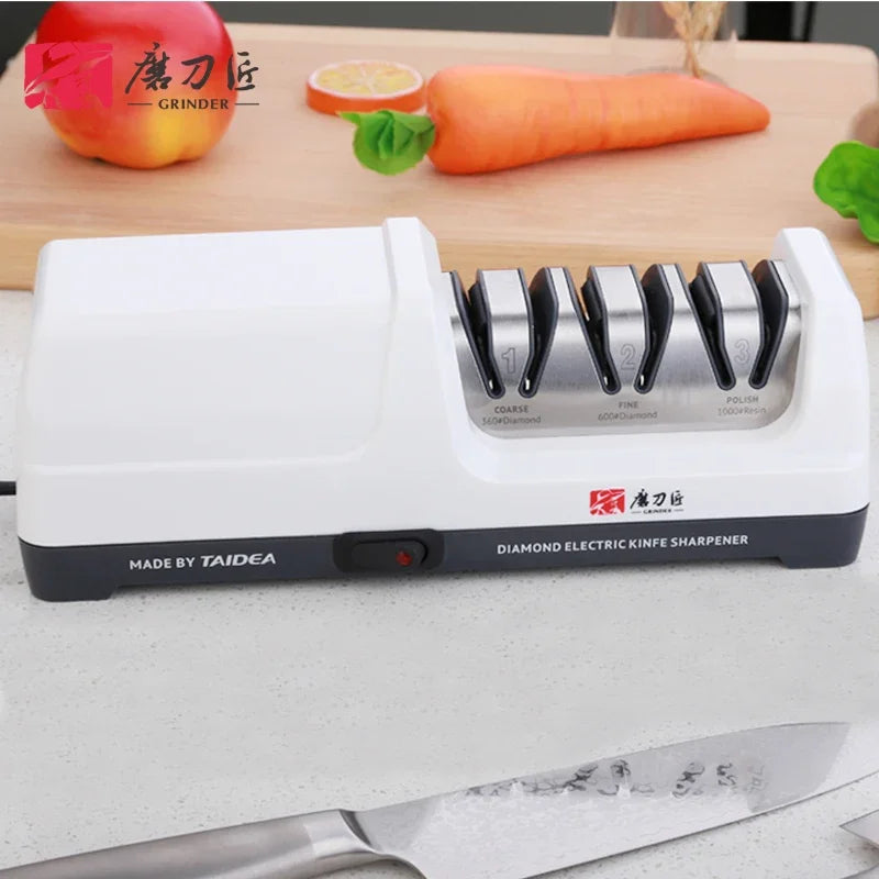 TAIDEA Top Level TG2101/TG2202 3 Stages 360 600 1000 Grit Electric Diamond Steel Sharpener Slot for Kitchen Ceramic Knife
