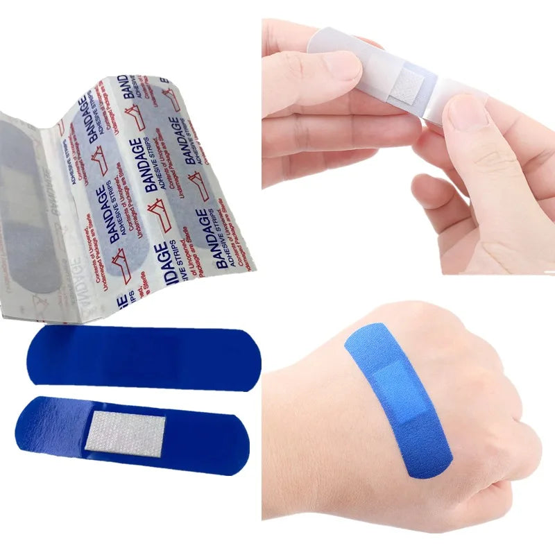 Pansement adhésif bleu détectable en métal, 100 pièces, pansement étanche pour service alimentaire, premiers secours, pansement pour plaies