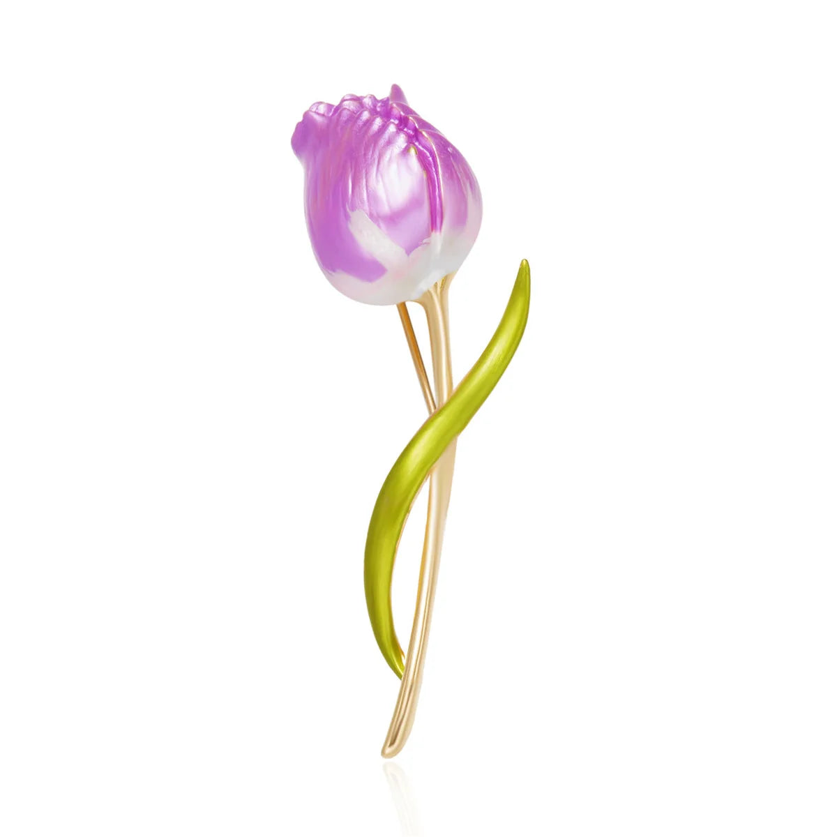 Rinhoo Luxury Pink Green Zircon Tulip Flower Brooch For Women Elegant Pearl Floral Lapel Pins Plant Button Badge Wedding Jewelry