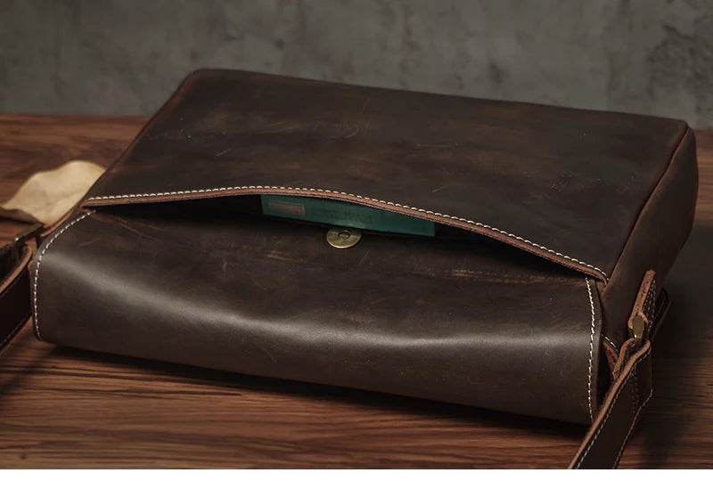 Sac à bandoulière NUKA en cuir véritable pour homme, style rétro, original, en cuir de vache, horizontal, à rabat, pour iPad 11 pouces