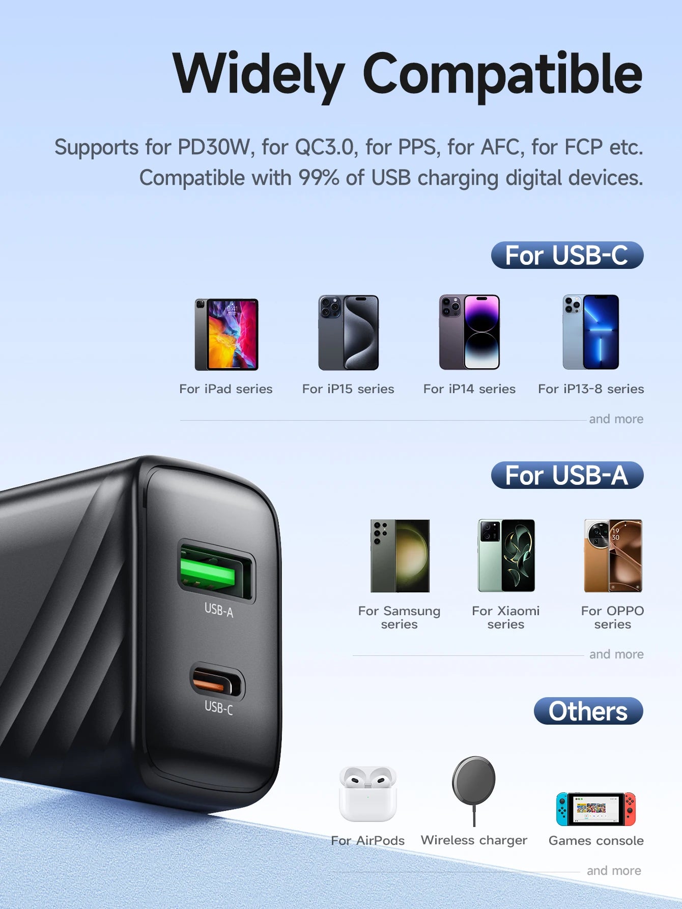 HOCO CS25A 20W USB Type C Charger PD Fast Charge Phone QC 3.0 Quick Chargers For iPhone 15 14 13 12 Pro Max Mini iPad Charging