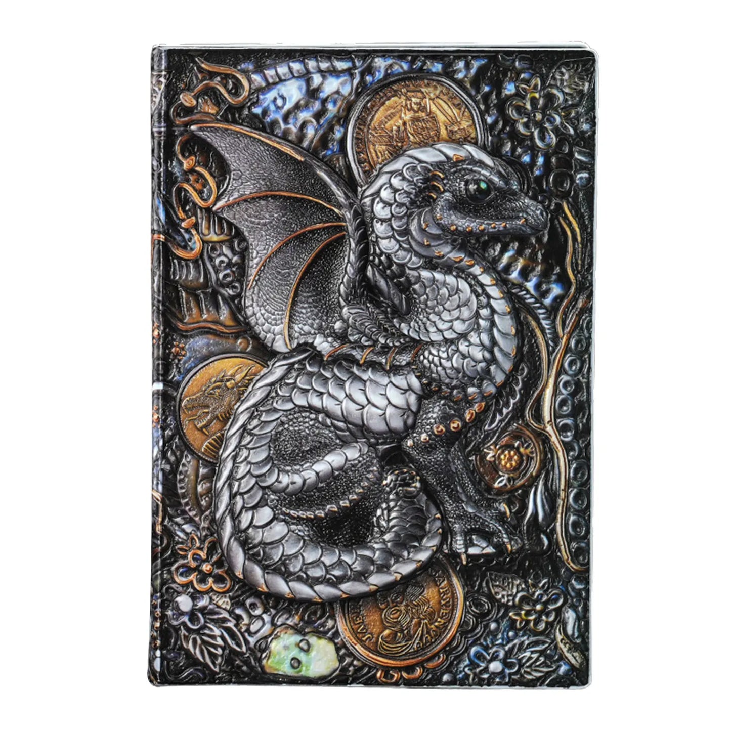 Carnet de notes A5 en relief avec motif dragon volant 3D, fait à la main, couverture en cuir, cadeau pour homme, voyage, pensées, notes, poésie