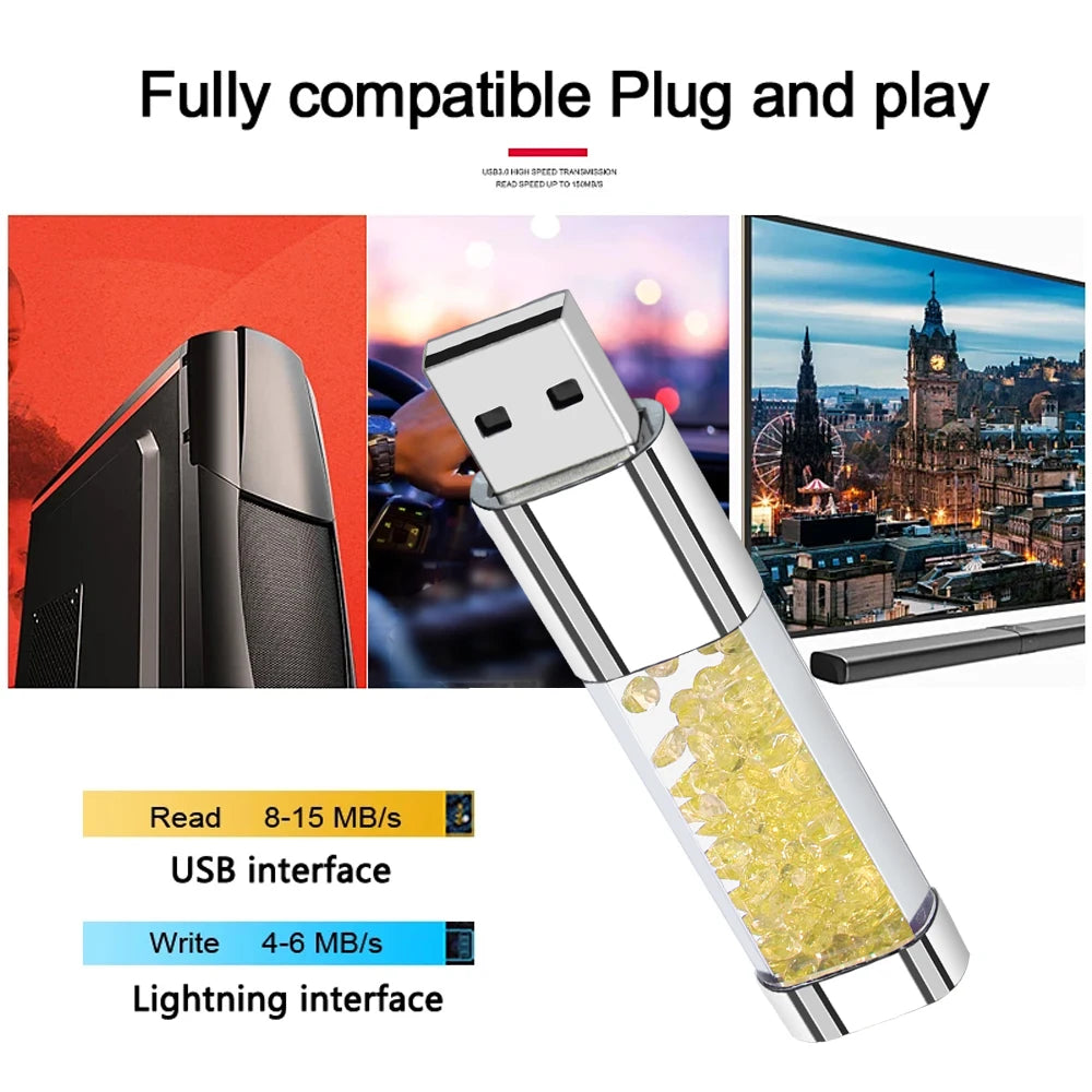 Crystal Diamond Usb Flash Drive 2.0 4GB 8GB 16GB 32GB 64GB 128GB Pendrive Stick Usb disk Memoria Stick Exquisite gift