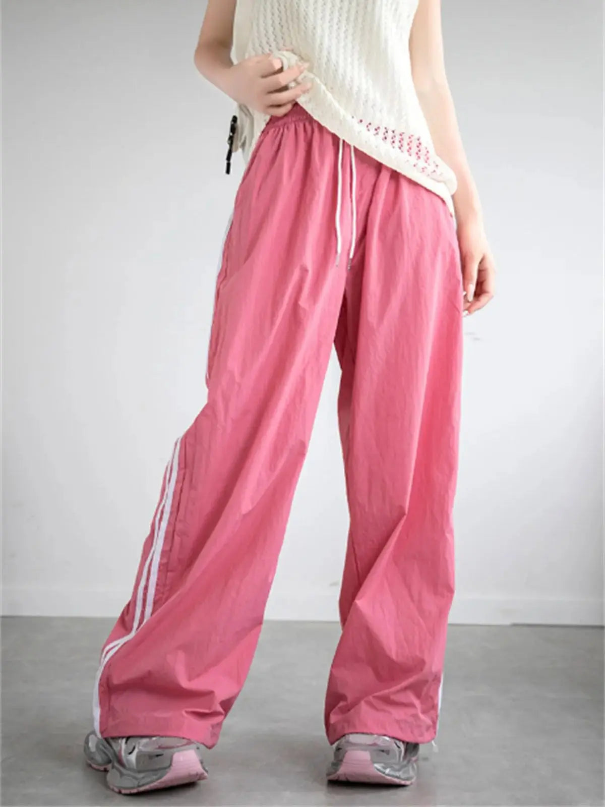 Pantalon ample taille haute pour femme, style streetwear, style hip-hop, décontracté, avec cordon de serrage, collection 2025