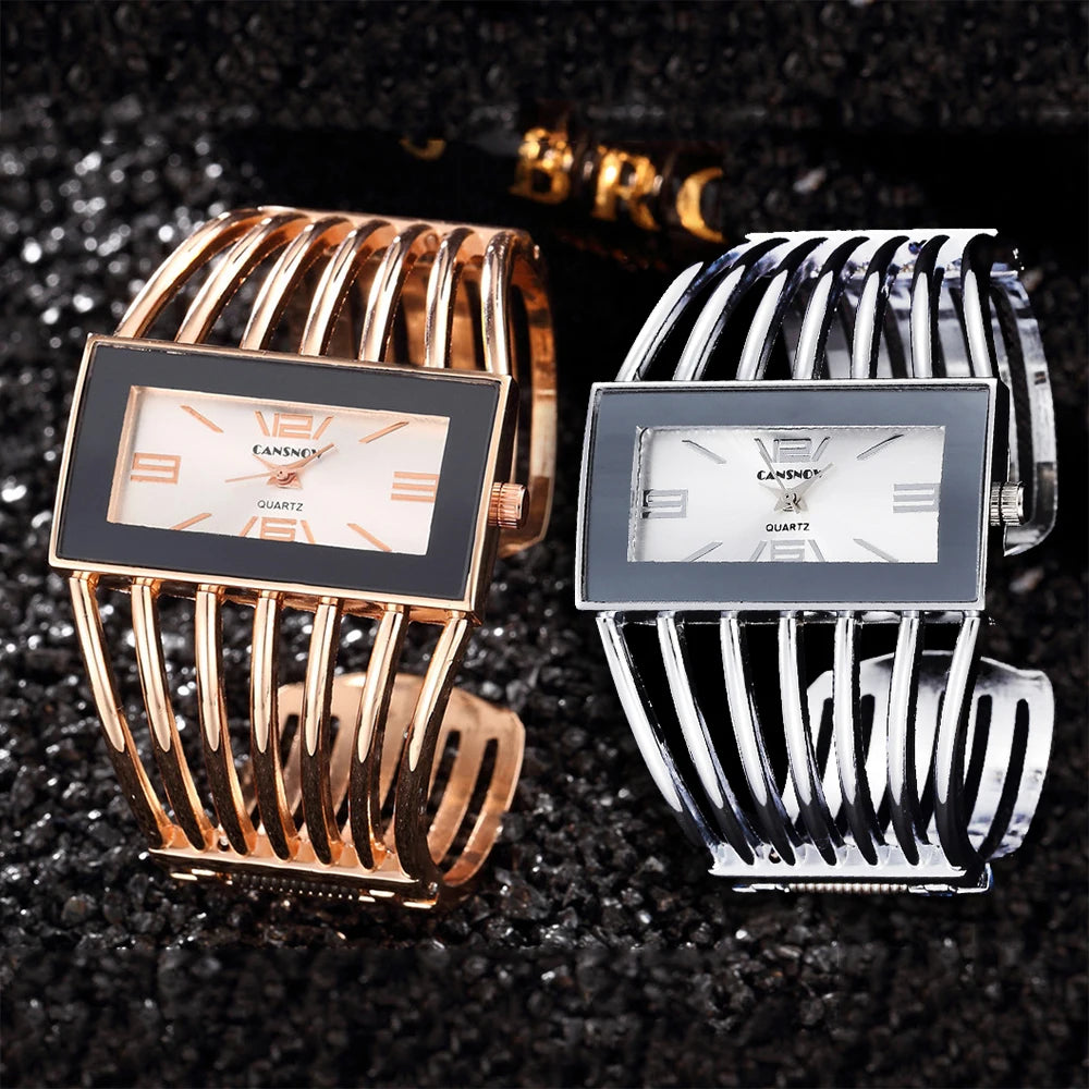 Montre-bracelet tendance pour femmes, bracelet entièrement en acier inoxydable, de luxe, en or rose, tendance 2025