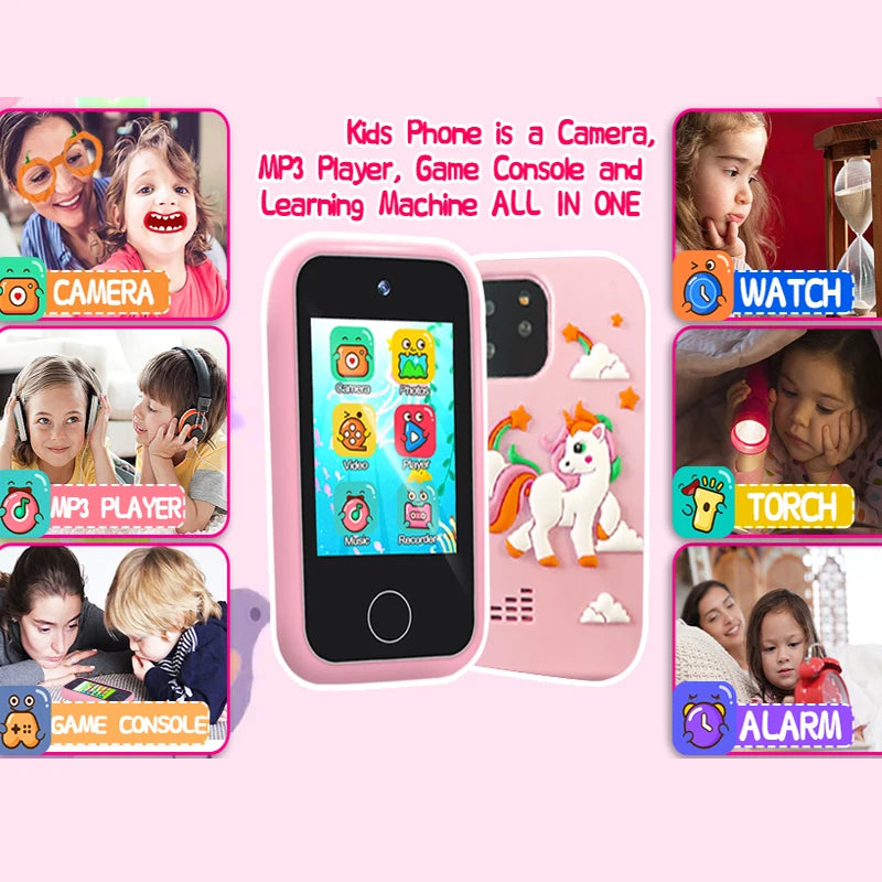 Kids Smart Phone Toys Dual Camera Touch Screen Phone Children Digital Camera 32G SD Card Option Boys Girls Birthday Gifts