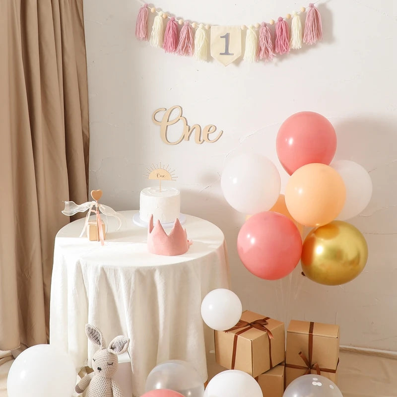 Happy Birthday Banner Handmade Tassel Pendant First Boys Girl Baby Shower Birthday Party Balloon Decoration Supplies Baby Gifts