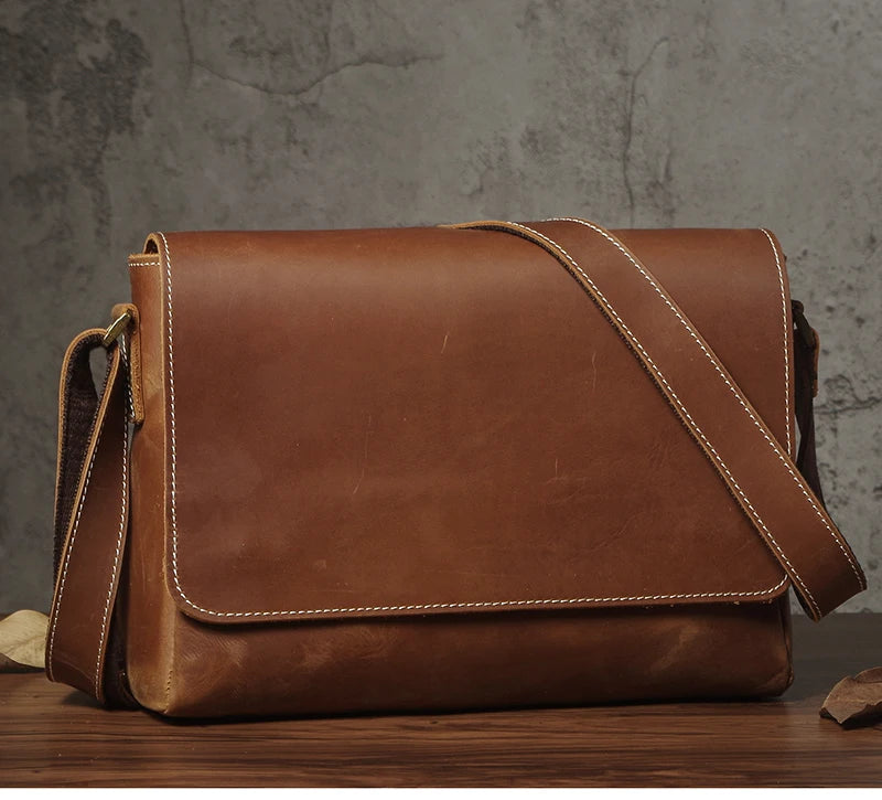 Sac à bandoulière NUKA en cuir véritable pour homme, style rétro, original, en cuir de vache, horizontal, à rabat, pour iPad 11 pouces