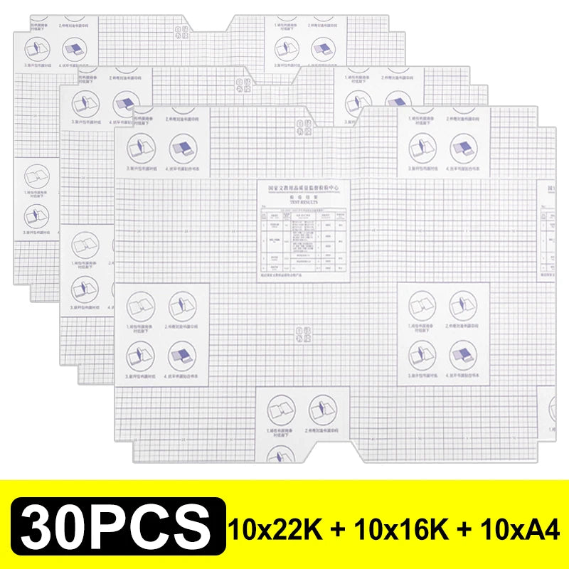 Lot de 10 à 30 protège-livres autocollants transparents et mats A4/16K/22K, imperméables, pour manuels scolaires, fournitures d'emballage