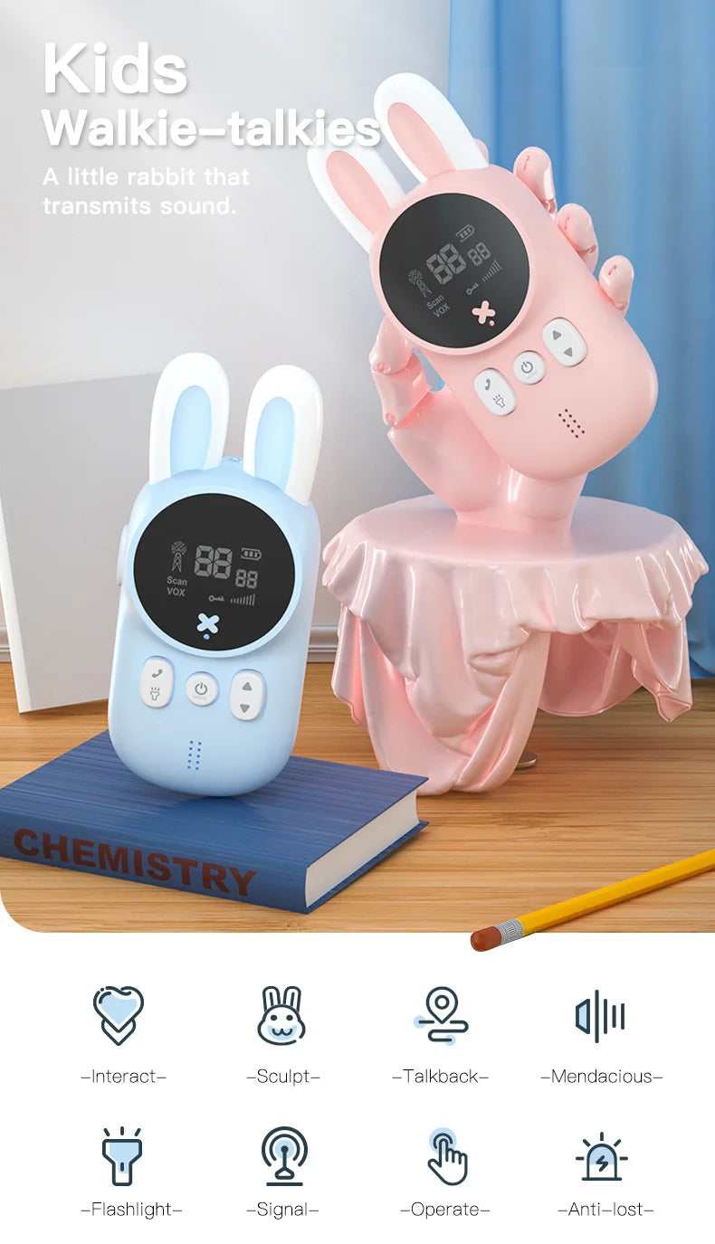 Children's walkie talkie portable handheld children's mini toy 3-KM range wireless lanyard walkie talkie holiday gift