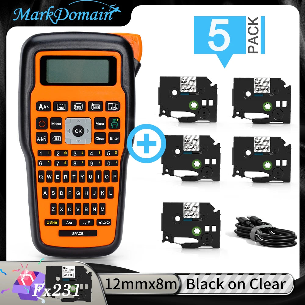 Imprimante portable E1000 Pro, étiqueteuse portable pour travaux d'étiquetage industriel, compatible avec le ruban d'étiquettes Brother TZe-231