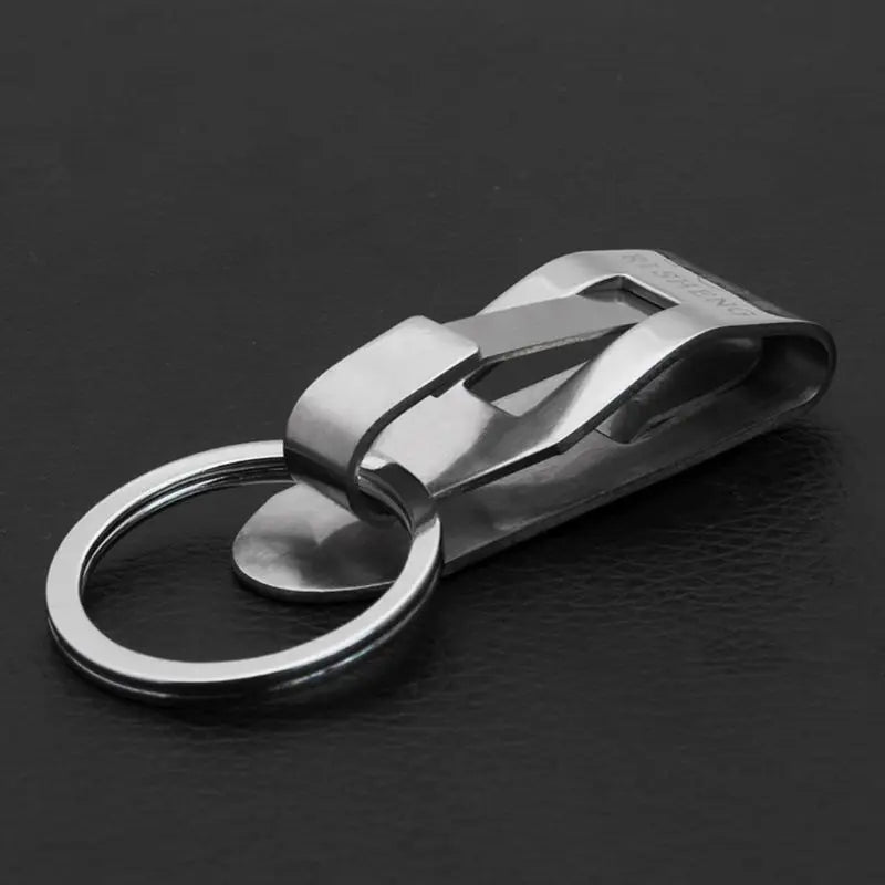 Stainless Steel Keyring Security Clip On Heavy Duty Belt for Key Clip Belt Keychain 2 Detachable Keyrings Belt for Key Holder