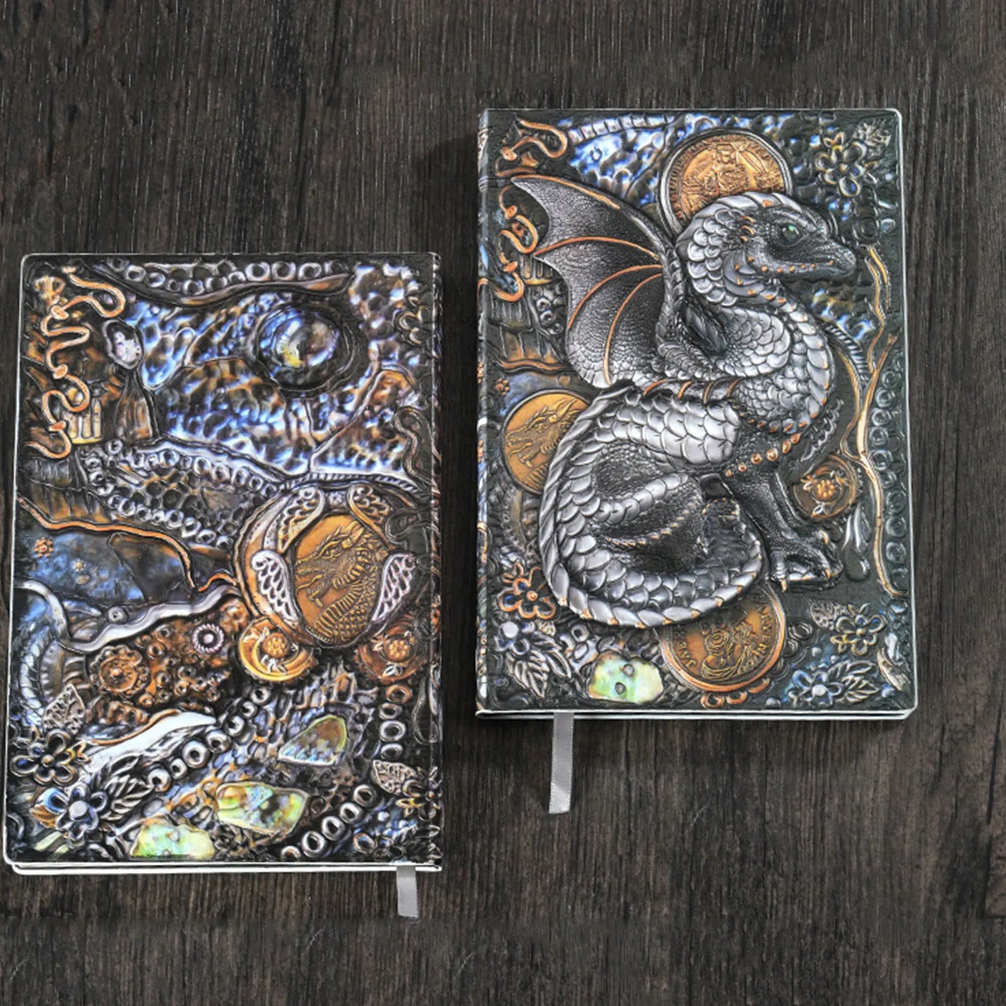 Carnet de notes A5 en relief avec motif dragon volant 3D, fait à la main, couverture en cuir, cadeau pour homme, voyage, pensées, notes, poésie