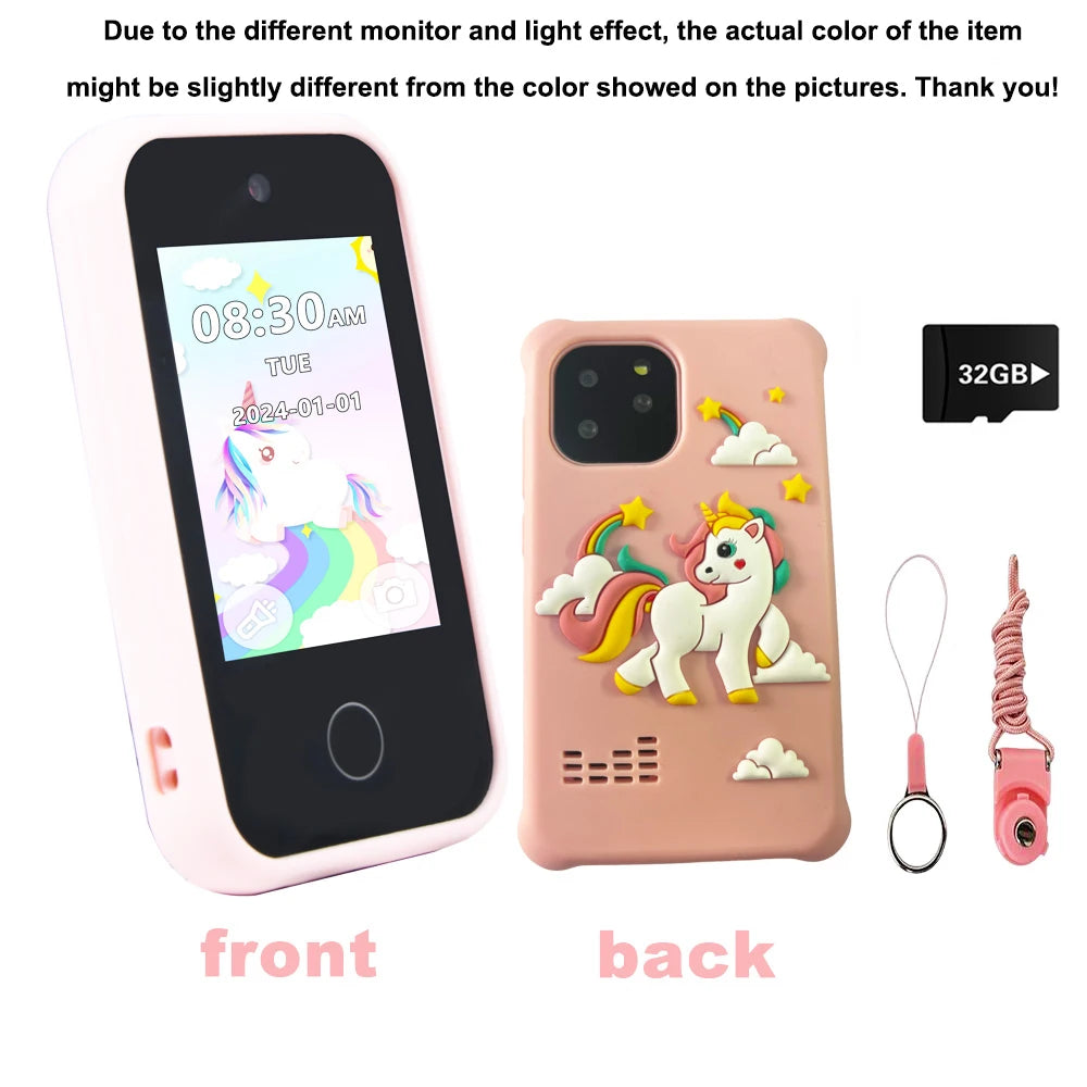 Kids Smart Phone Toys Dual Camera Touch Screen Phone Children Digital Camera 32G SD Card Option Boys Girls Birthday Gifts