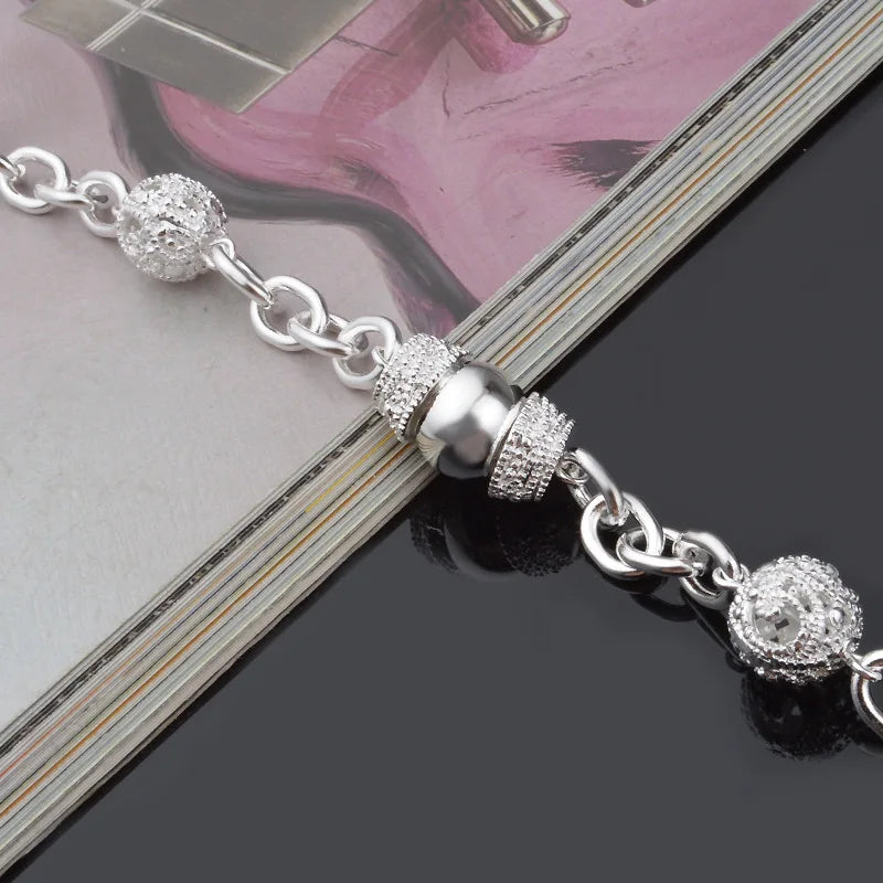 Classic geometry Circle Chain 925 Sterling Silver Bracelets for Women Fashion fine Wedding Party Jewelry Best friend Gifts