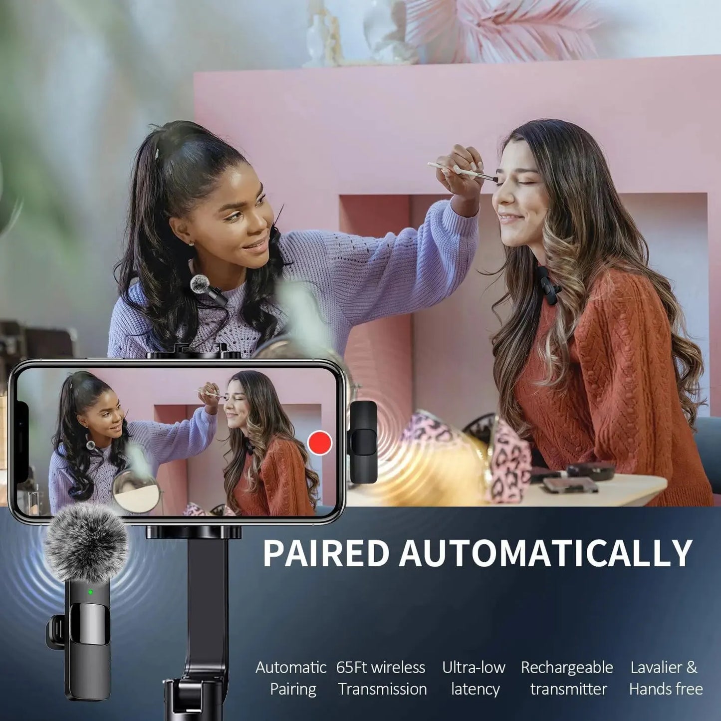 Nouveau microphone cravate sans fil, mini micro d'enregistrement audio et vidéo pour iPhone, Android, ordinateur portable, jeux en direct, téléphone portable