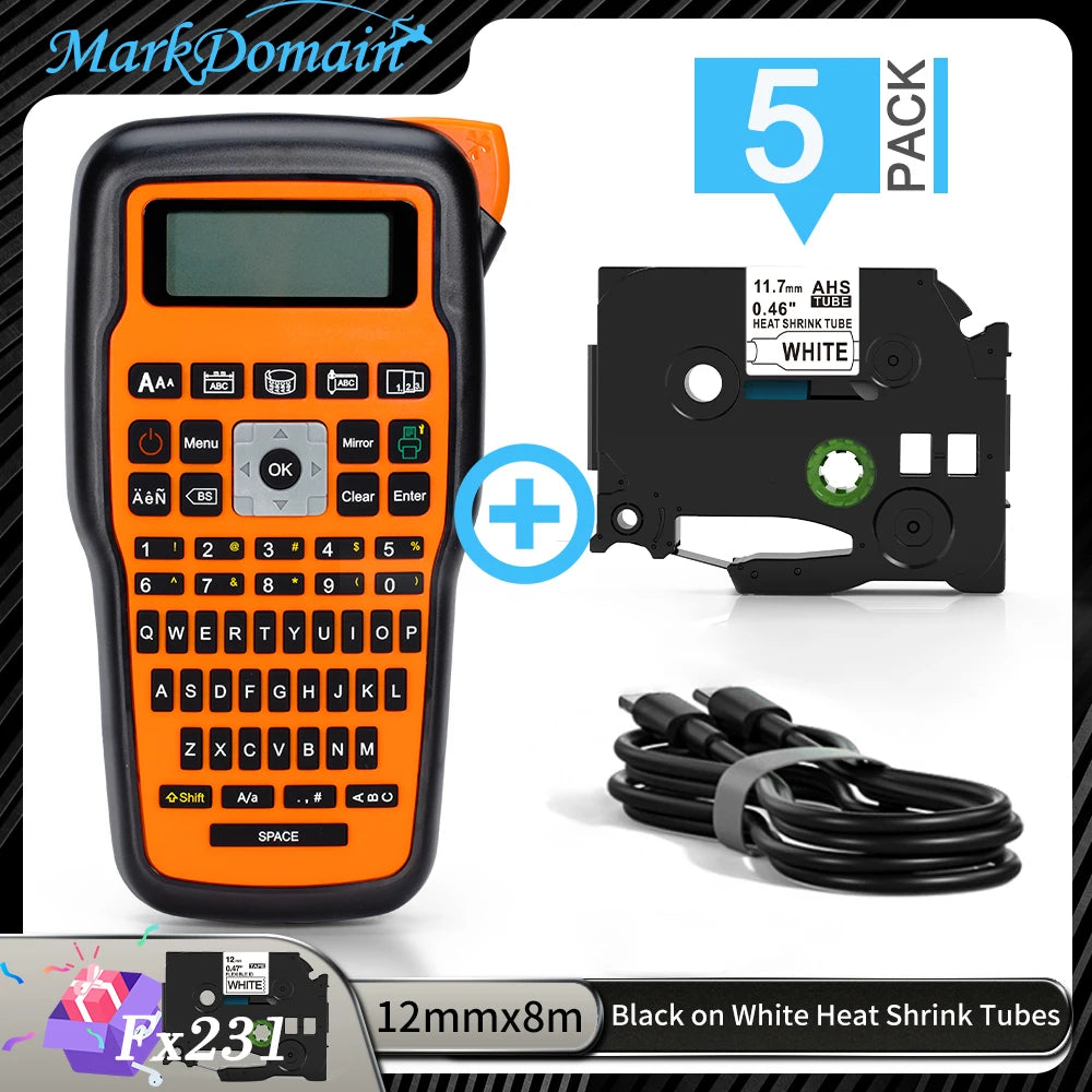 Imprimante portable E1000 Pro, étiqueteuse portable pour travaux d'étiquetage industriel, compatible avec le ruban d'étiquettes Brother TZe-231