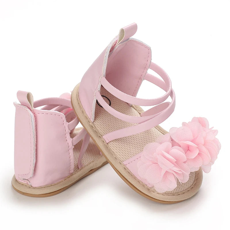 Girls' Sandals 2025 Summer New Children's Flower Princess Shoes Medium Large Children's Soft Bottom High Butt Roman Shoes