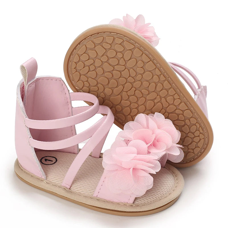Girls' Sandals 2025 Summer New Children's Flower Princess Shoes Medium Large Children's Soft Bottom High Butt Roman Shoes