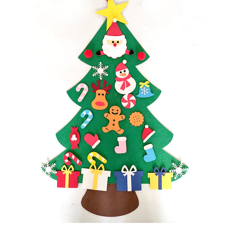 Felt Christmas Tree Gifts for Toddlers Kids with Led String Light, 3.2ft Wall Hanging DIY Xmas Tree 32 Ornaments Home Decoration