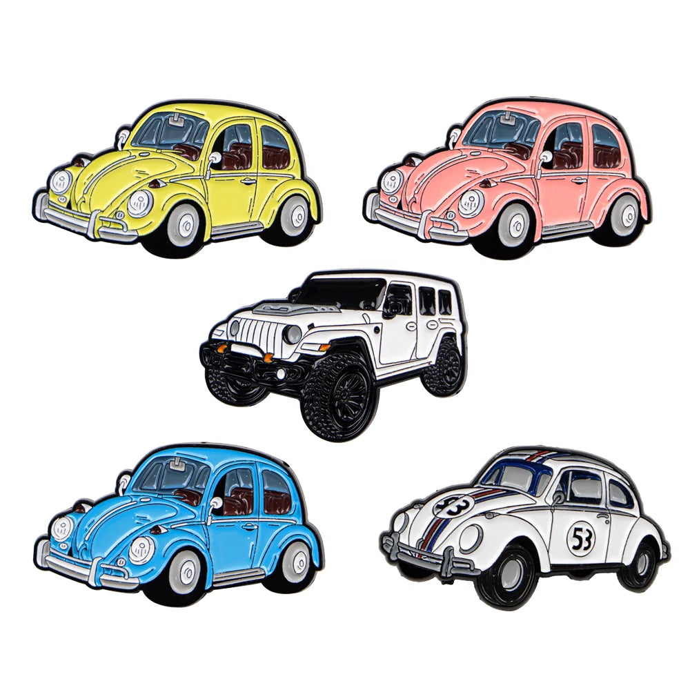 Broche en émail pour homme, motif voiture rétro coloré, pour vêtements, épingles à revers pour sacs à dos, badges, bijoux tendance
