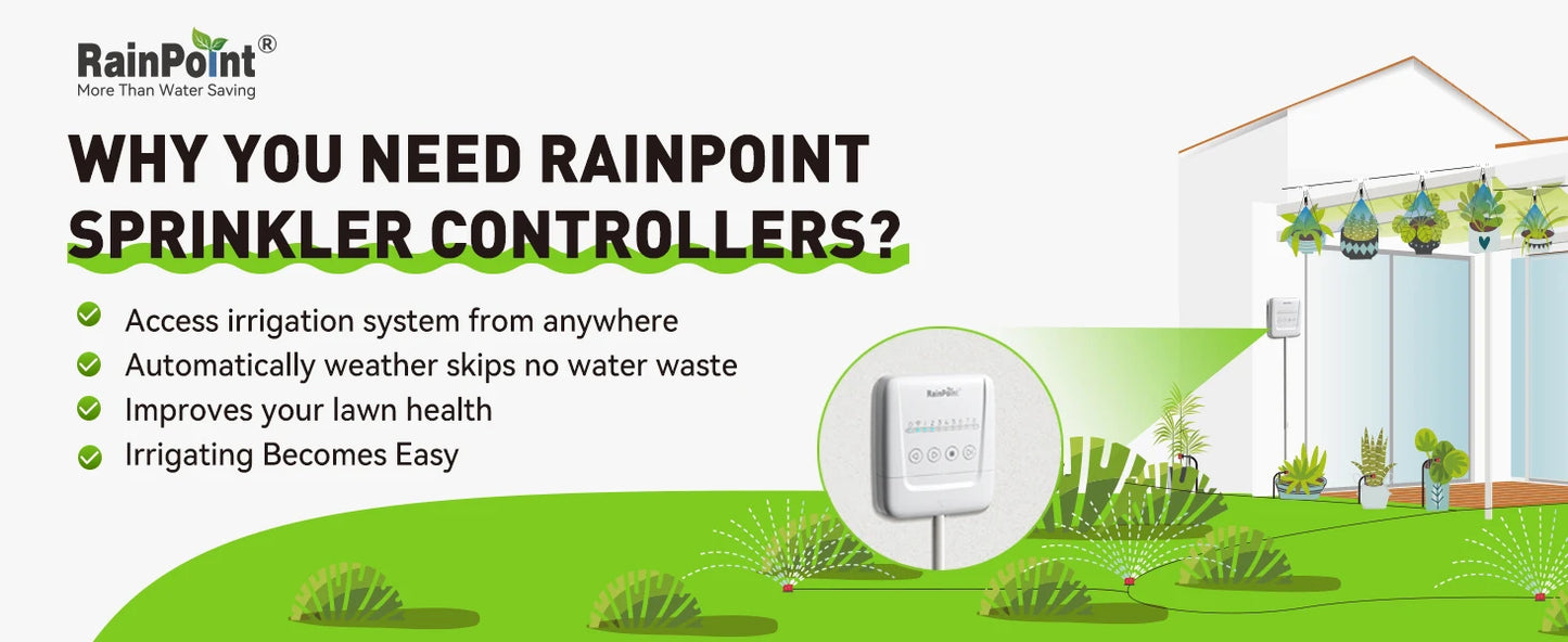 RAINPOINT 8 Zone WIFI Connect Minuterie d'arrosage Contrôleur d'irrigation de jardin Vanne d'eau Minuterie d'irrigation Système d'arrosage intelligent