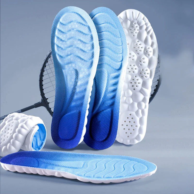 Semelles de sport en mousse 4D, coussinets de chaussures ultra-doux et hautement élastiques, coussin déodorant anti-douleur, soutien de la voûte plantaire, semelles de course à pied