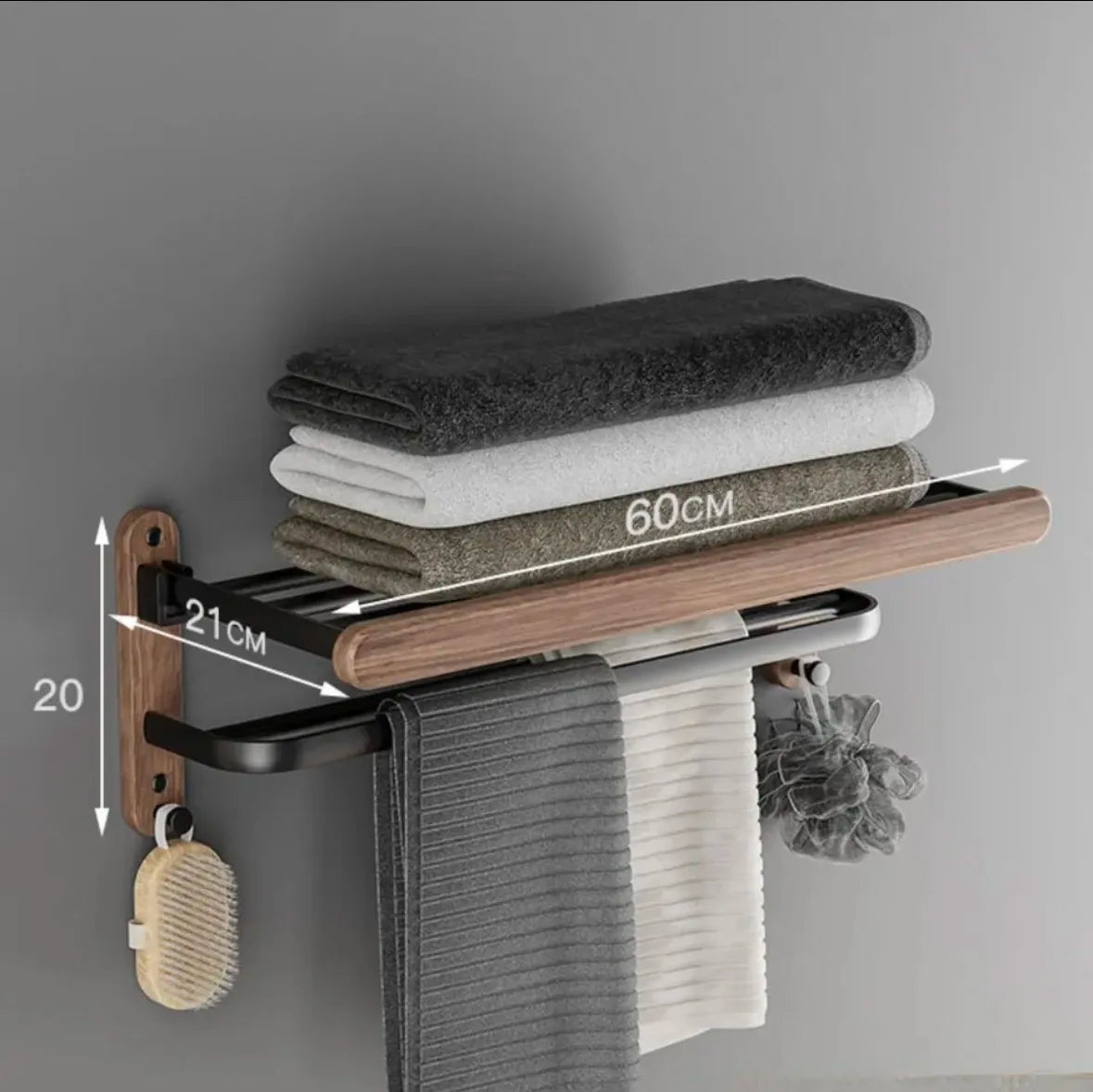 Nordic solid wood Light Luxury Towel Rack Bathroom Towel Shelf Perforated Wall Mounted Towel shelves Bathroom Accessories