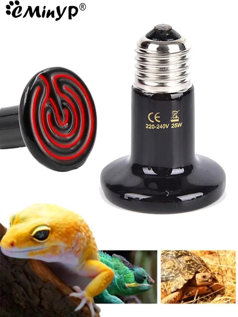 Reptile Heat Lamp Black Infrared Ceramic Emitter Heat Light Bulb Pet Brooder 220-240V Touch Lamp For Chameleon Cage Snake Tank
