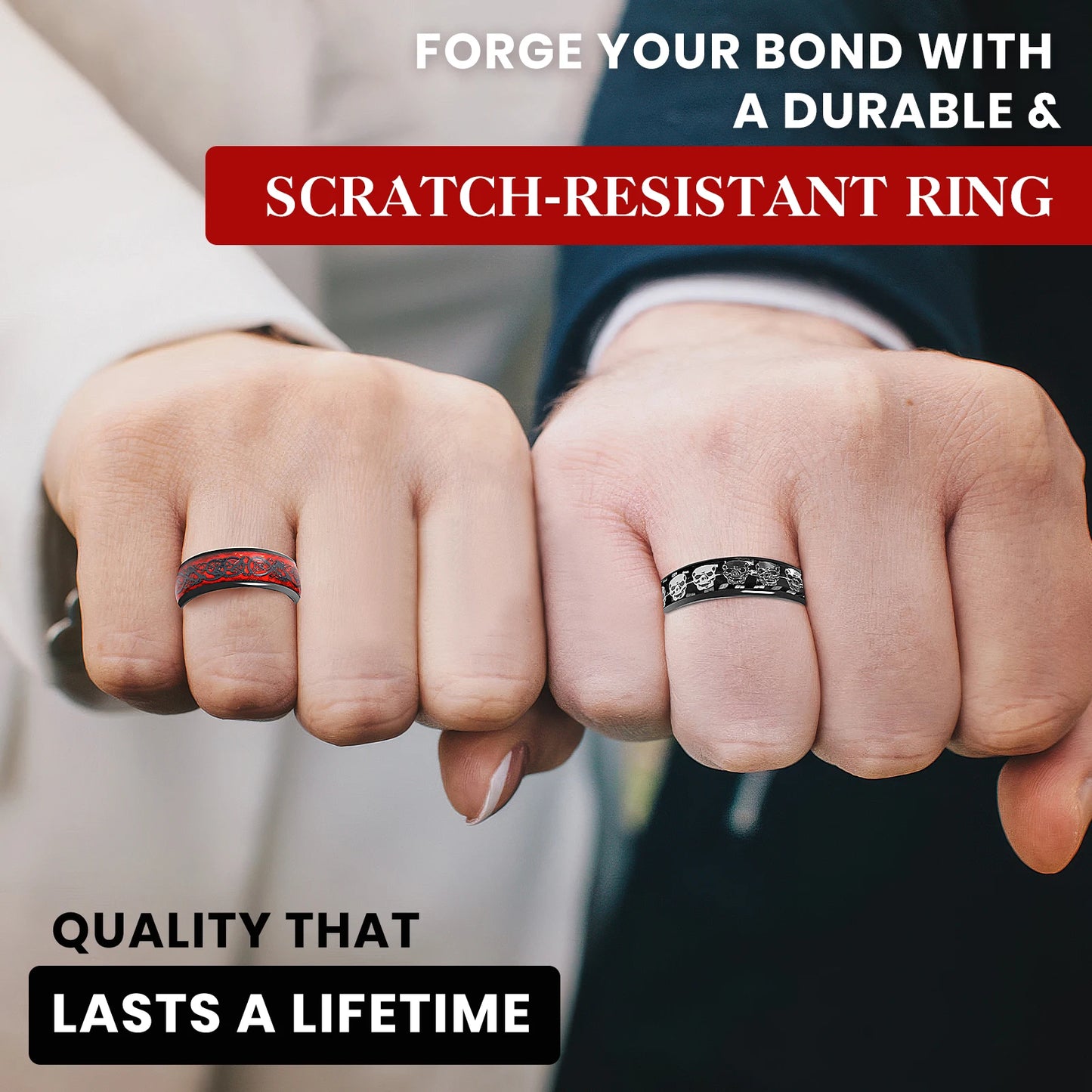 7MM Skull Carbon Fiber Band Epoxy CUID Chip Ring or Fashion Dragon Pattern Metal Band T5577 Chip Ceramic Finger Ring