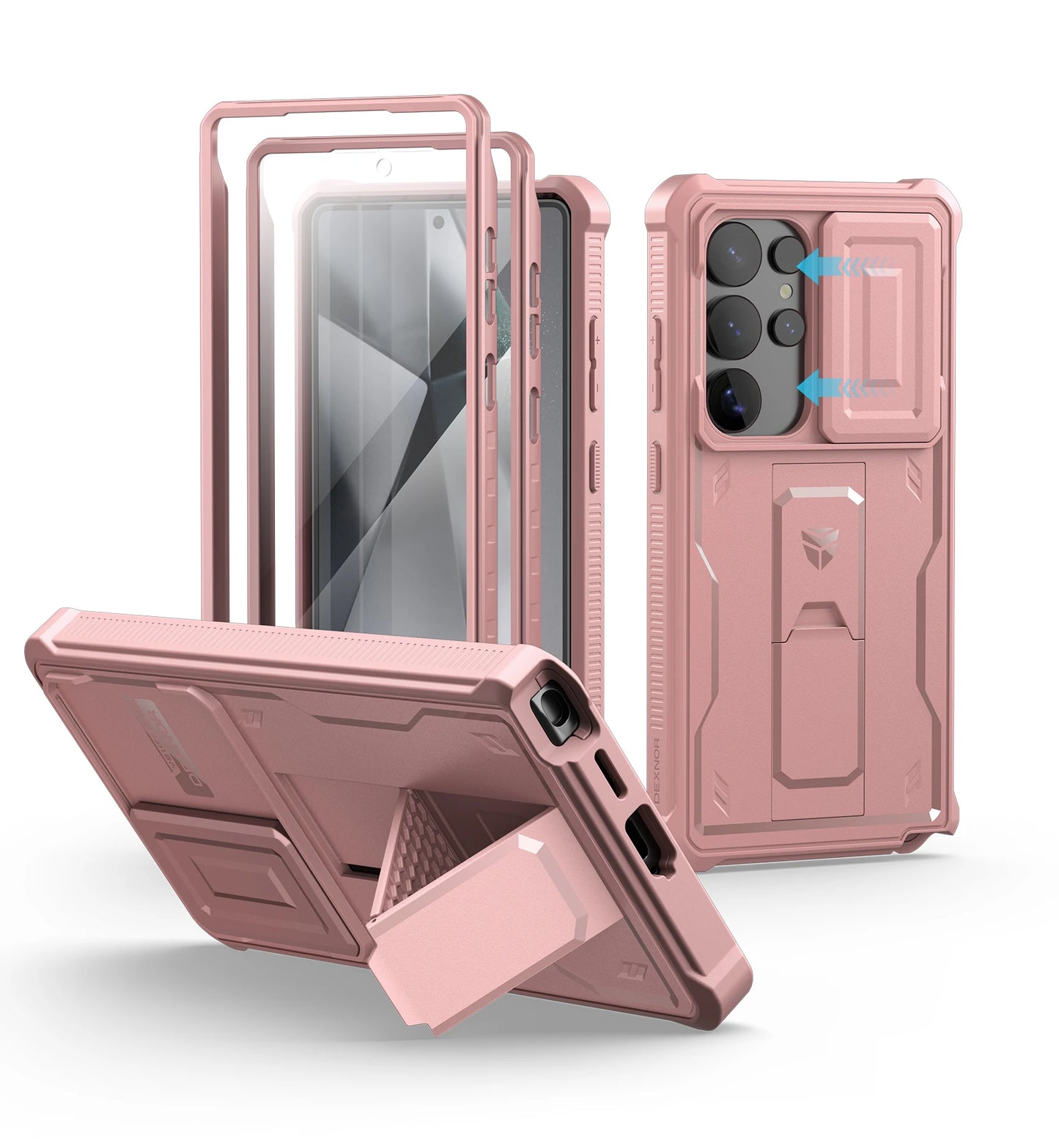 Dexnor For Samsung Galaxy S25 Ultra 2025 Case Full Body Rugged Case with Camera Cover & Built-in Screen Protector Kickstand Case