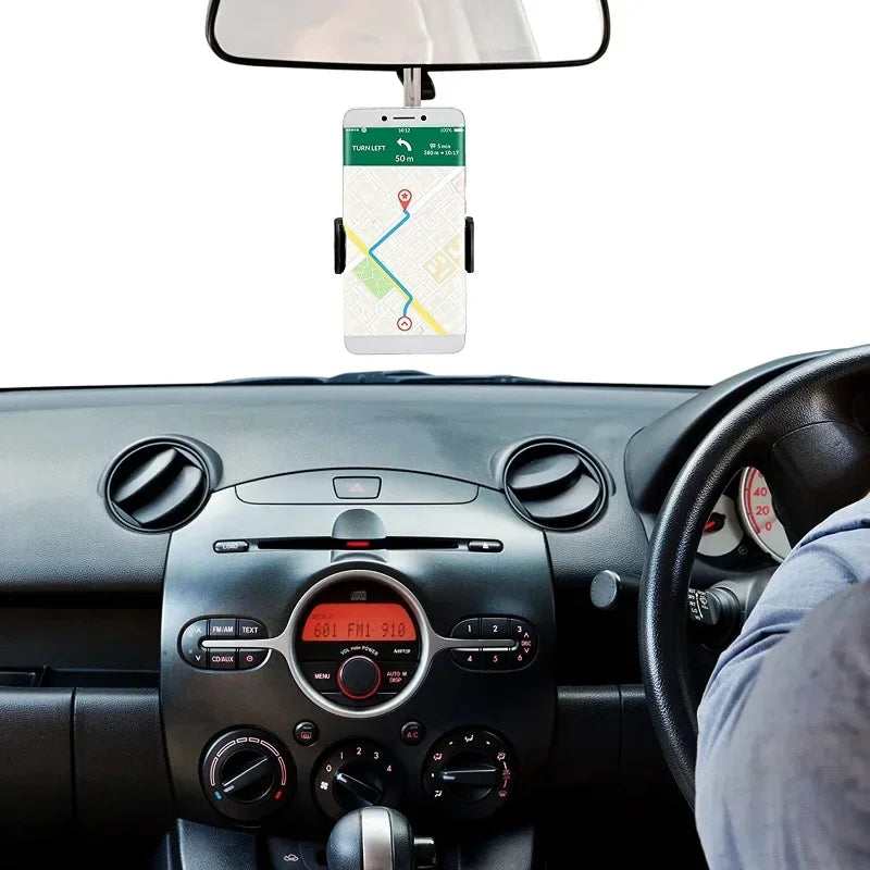 360 Rearview Mirror Car Phone Holder Universal Phone Stand Mount Support GPS Adjustable Bracket Back Seat Mobile Phone Holder