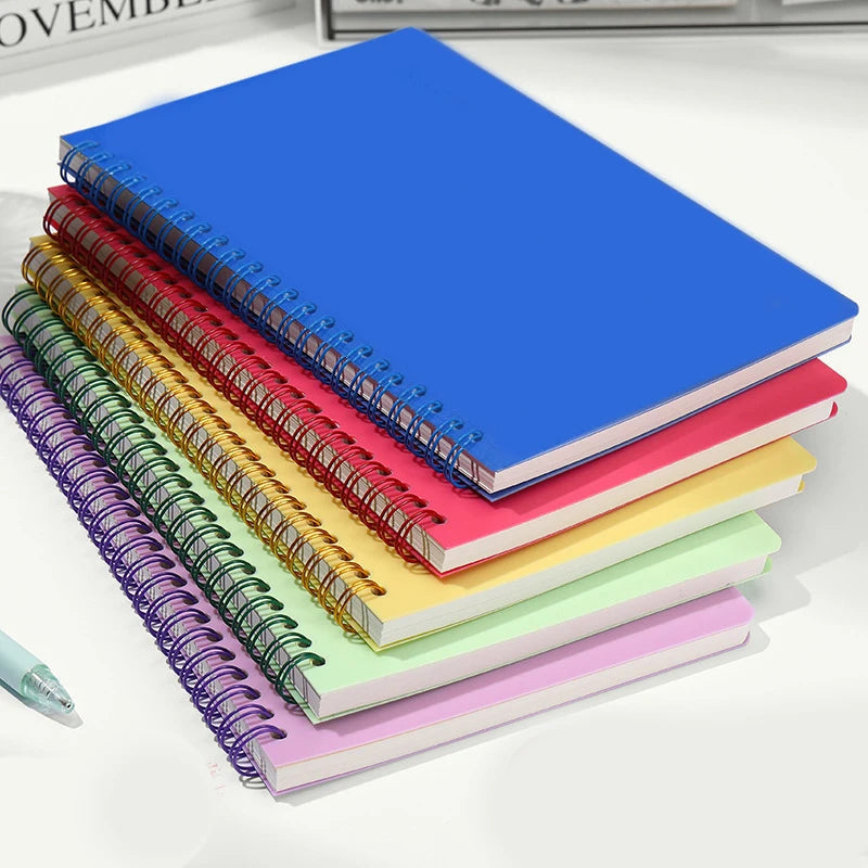 Carnet à spirales A5, 160 pages, papier épais, protection des yeux, ligné, pour l'école, le bureau