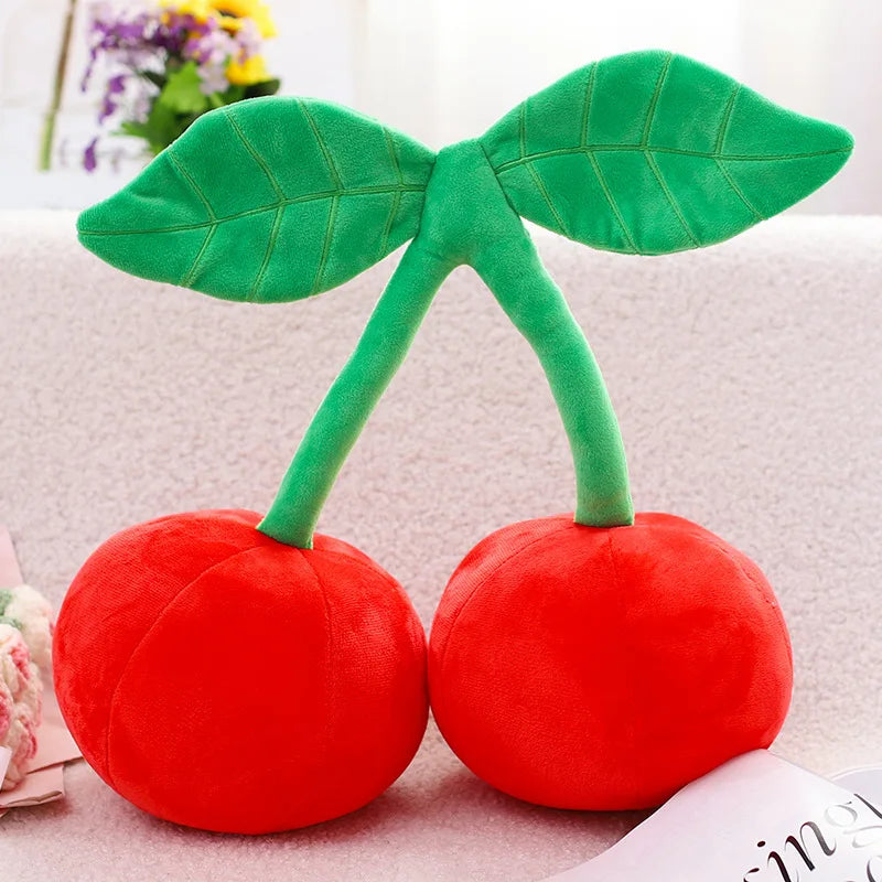 Peluche cerise dessin animé Kawaii, plantes en peluche, nourriture, cerise rouge, coussin, mignon, doux, jouets pour enfants, cadeau, décoration