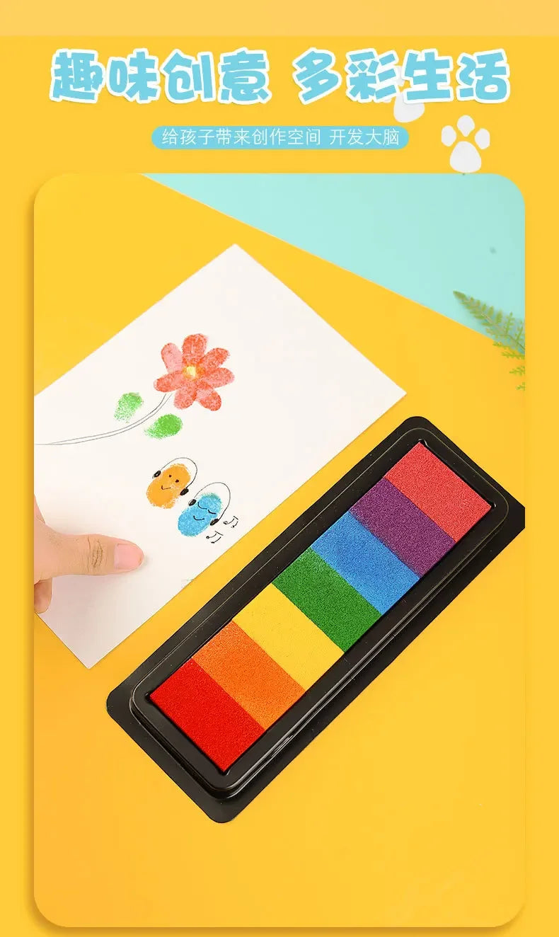 Kindergarten Creative Palm Finger Paint Ink Pad Diy Printing Station 7 Colours Kids Graffiti Finger Stamp Pad Stamp Drawing Toys