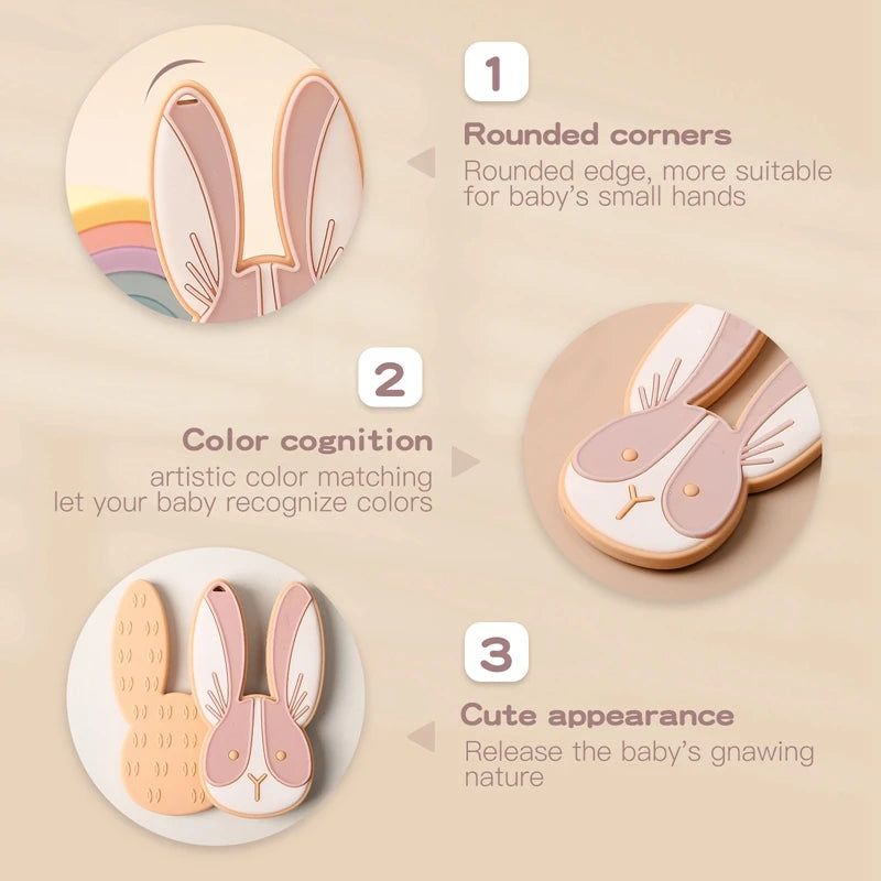 Anneau de dentition en silicone pour bébé, 1 pièce, hochet sans BPA, bracelet de qualité alimentaire, accessoires pour nouveau-né, jouets de dentition en silicone de dessin animé