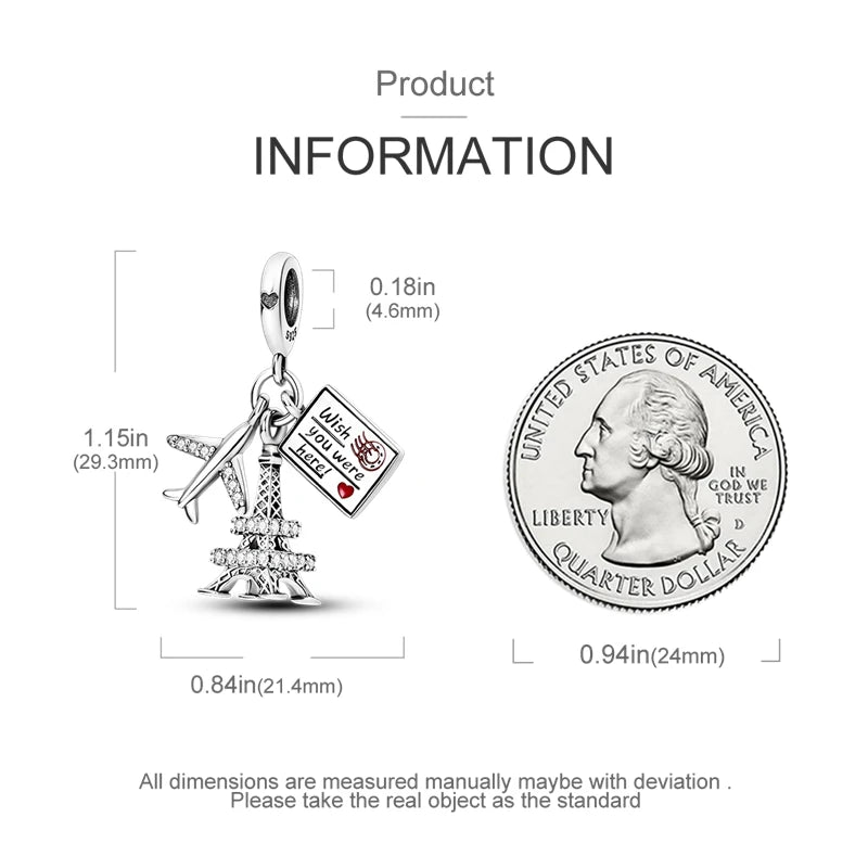 925 Sterling Silver Spots Series Charm Eiffel Tower Egypt Charms Pendant Fit MULA Original Sliver Bracelets DIY Jewelry Gifts