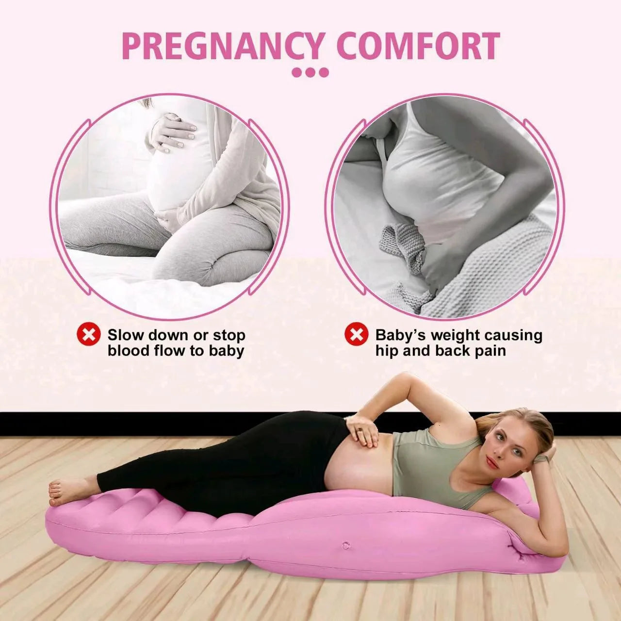 Multi functional Inflatable Maternity Bed Cushion Mattress with Hole for Pregnant Mommy Comfortable Yoga Mat Protective Portable