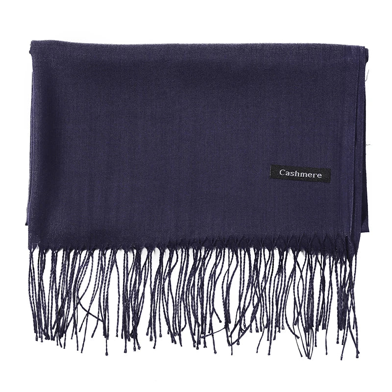 Écharpe tendance pour femme, couleur unie, hijab d'hiver, pompons, long châle, style cachemire, pashmina, bandana