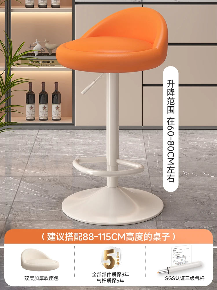 Minimalist Modern Home Elevated Foot Stool Adjustable Backrest Seat Creamy Milk Tea Shop Dining Stool Kitchen Island Seat