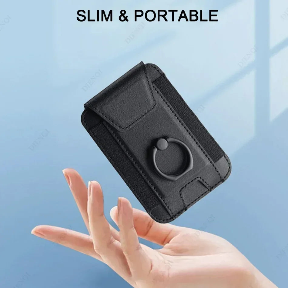 Magsafe Phone Wallet Card Holder with Ring Stand Flap Cover Pu Leather Wallet Magnetic Phone Case for Iphone 12 13 14 15 16 Pro