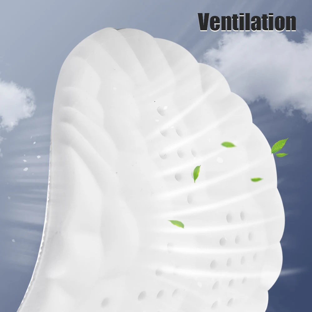Semelles de sport en mousse 4D, coussinets de chaussures ultra-doux et hautement élastiques, coussin déodorant anti-douleur, soutien de la voûte plantaire, semelles de course à pied