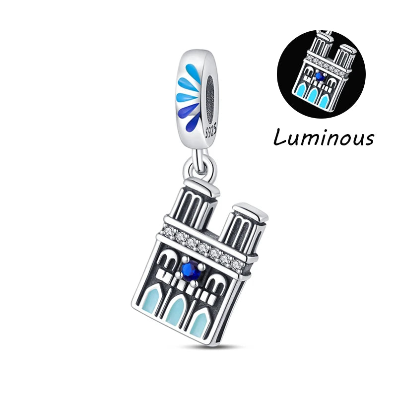925 Sterling Silver Spots Series Charm Eiffel Tower Egypt Charms Pendant Fit MULA Original Sliver Bracelets DIY Jewelry Gifts