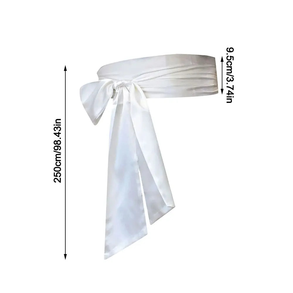 Satin Silk Bow Corset Waist Belt Wide Decorative Bowknot Fabric Ribbon Cummerbunds DIY Waist Bands For Women Lady Girl Bridal