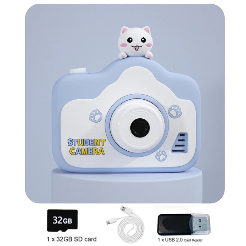 Kid Mini Camera 1080P Cartoon Selfie Toddler Digital Video Camera Toys With 32G SD Card for Boys/Girls Christmas Birthday Gifts