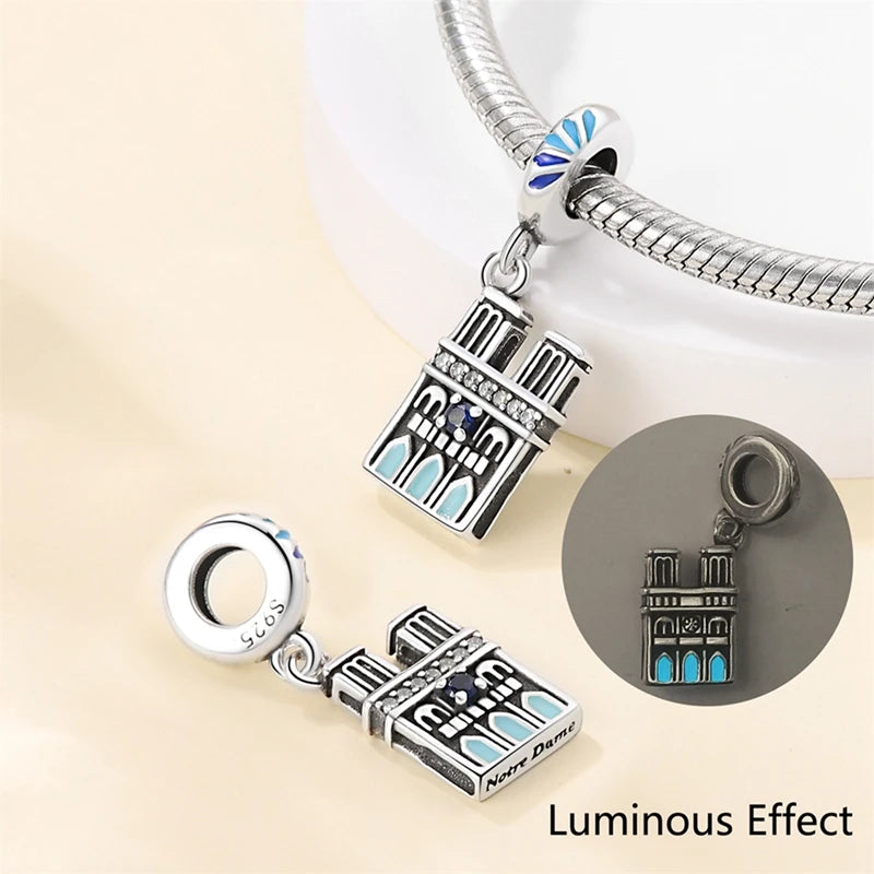 925 Sterling Silver Spots Series Charm Eiffel Tower Egypt Charms Pendant Fit MULA Original Sliver Bracelets DIY Jewelry Gifts