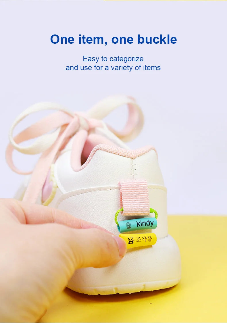 24pcs Baby Shoes Schoolbag Cup Clothes Name Sticker Waterproof Tag Rope Baby Name Ring Children Customized Name Label Pendant